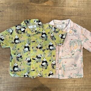 100% Cotton Zara Kids Panda and Palm Print Button Up 
Collared Shirts
